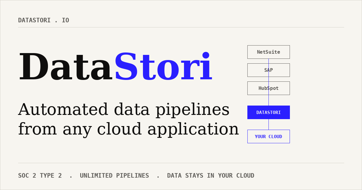 DataStori | Automated Data Pipelines from Any Cloud Application